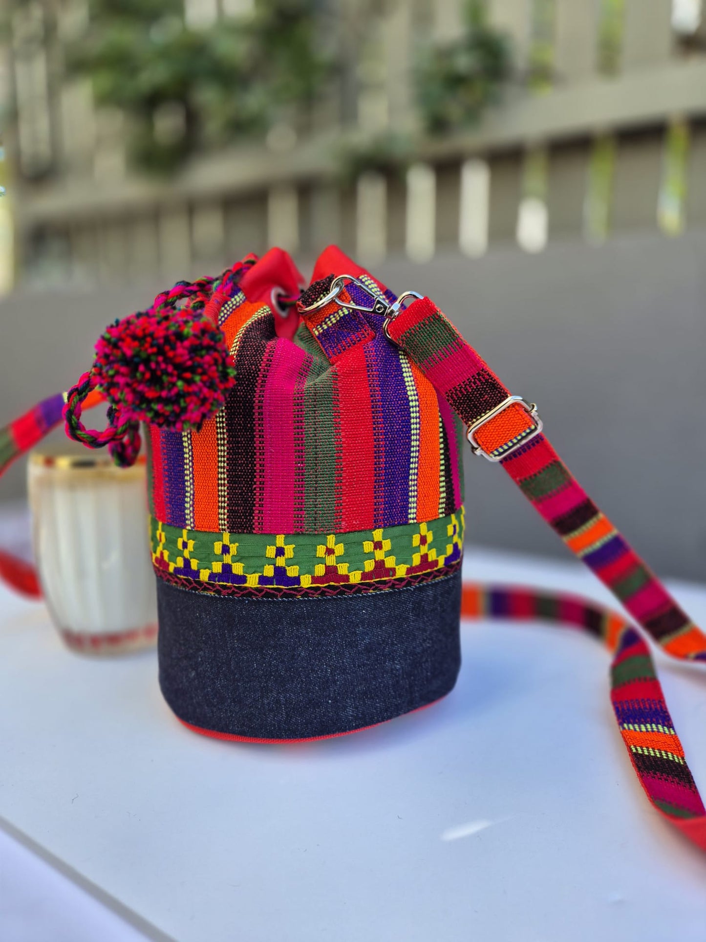 Red Multi-Color Bucket Bag 3