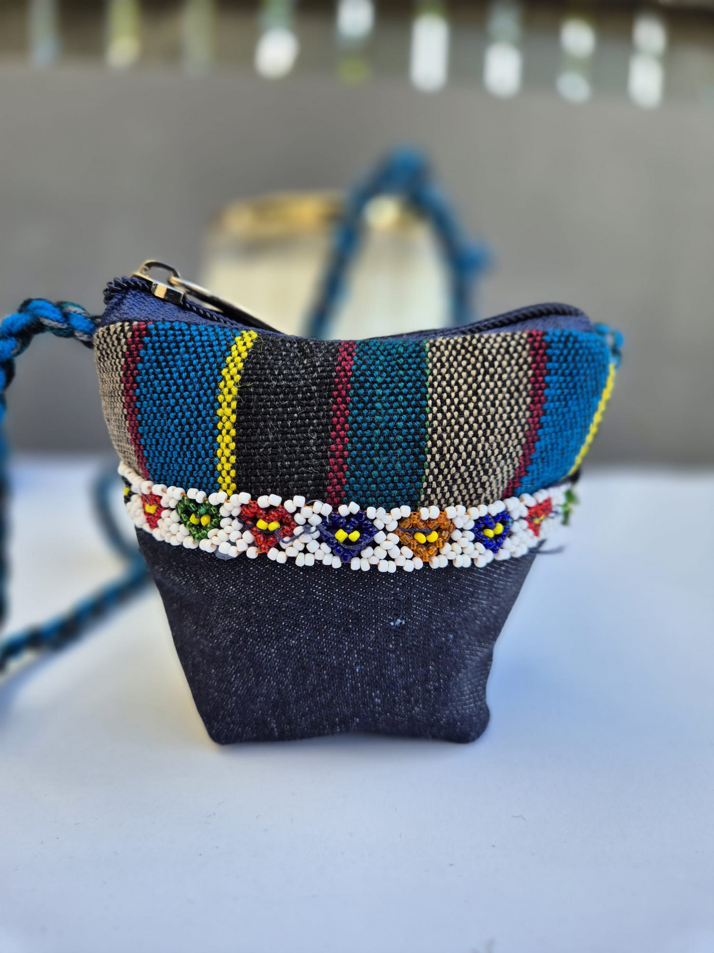 Blue-Multicolor Drawstring Bag (Small) 2