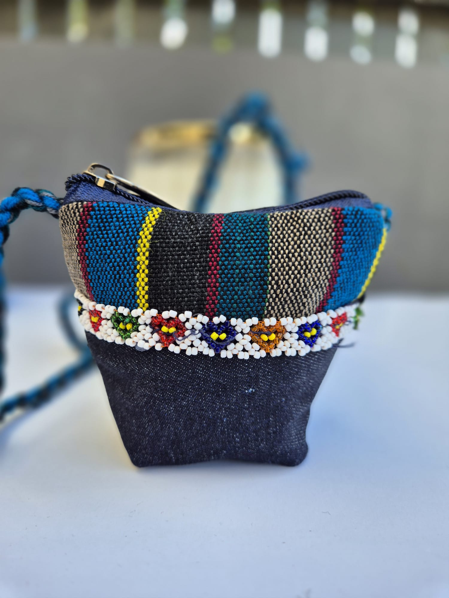 Blue-Multicolor Drawstring Bag (Small) 2