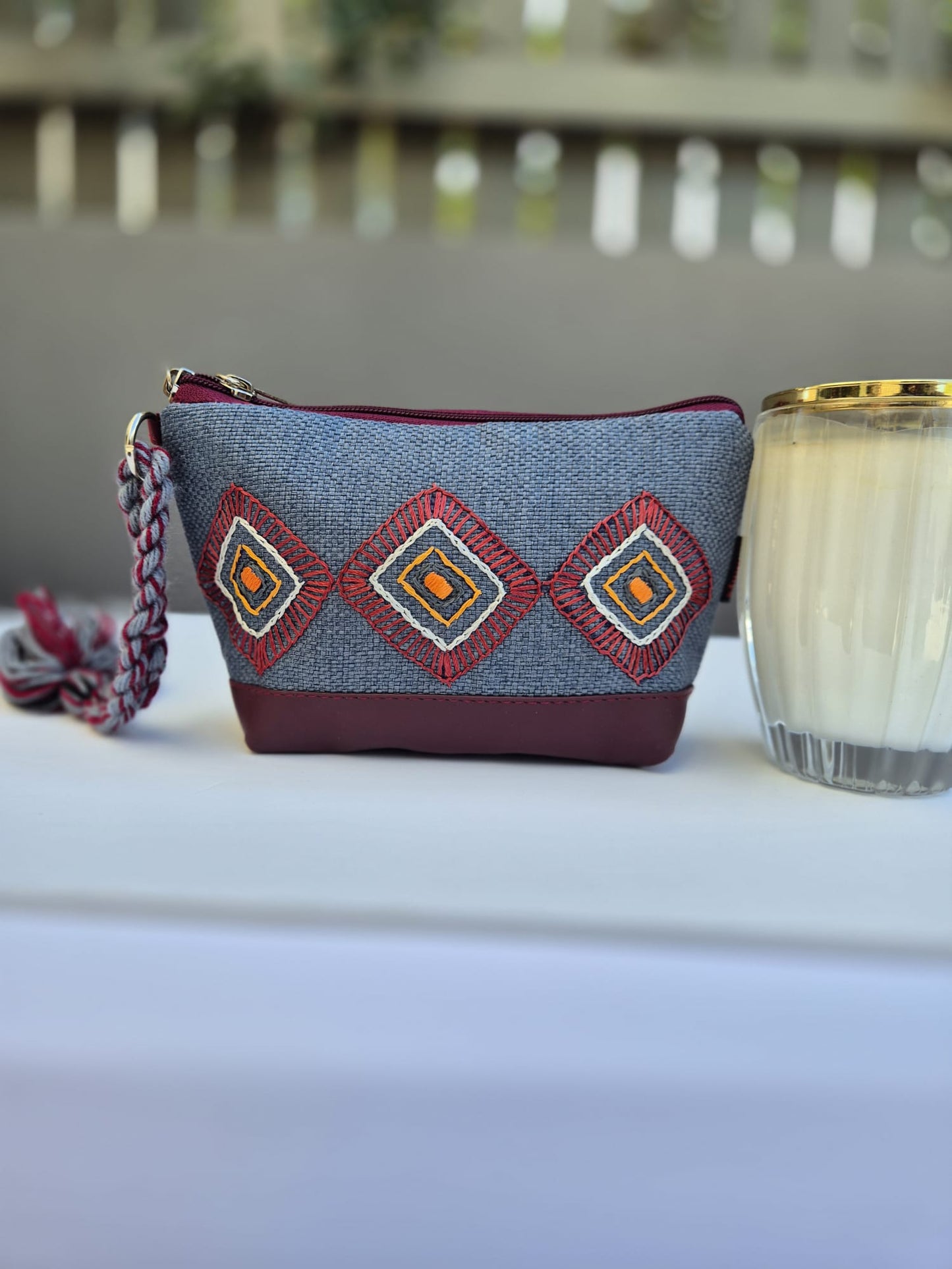 Blue & Red Faux Leather Pouch 1