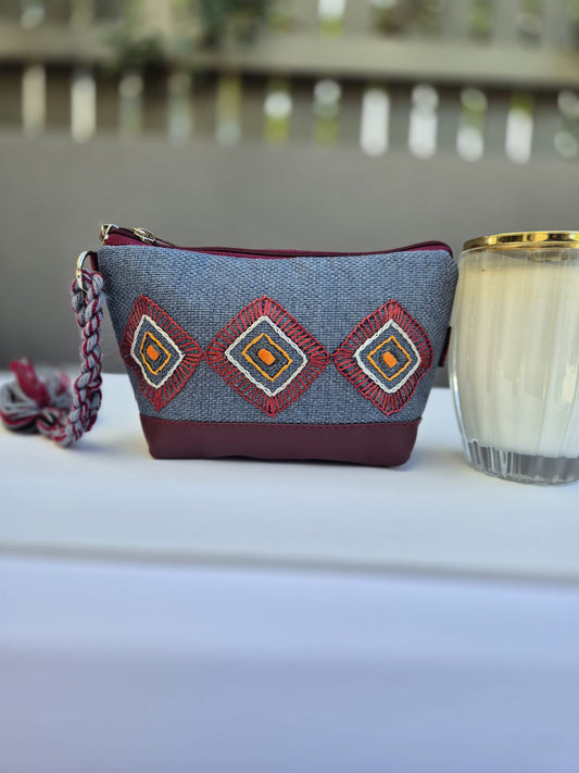 Blue & Red Faux Leather Pouch 1