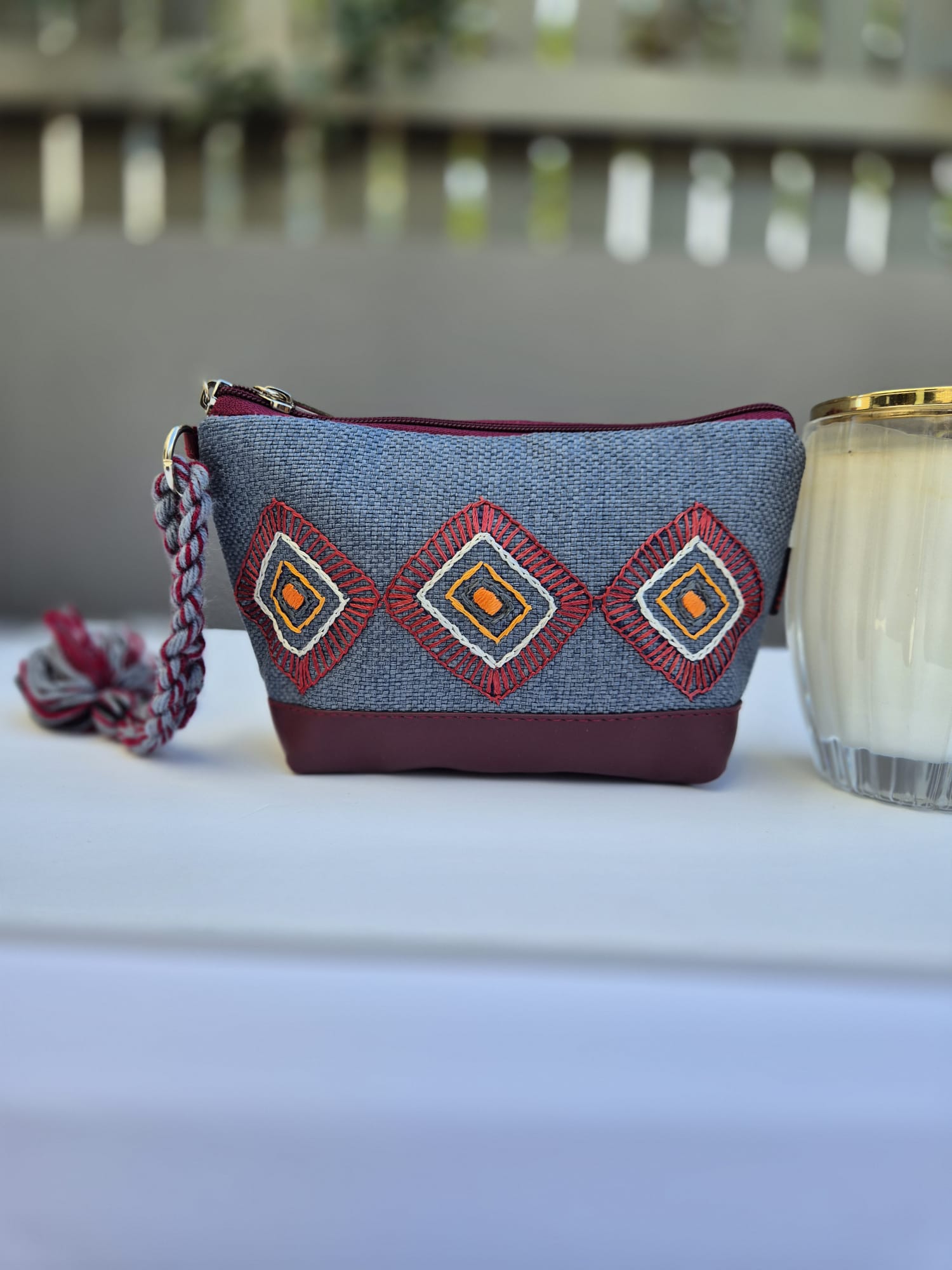 Blue & Red Faux Leather Pouch 2
