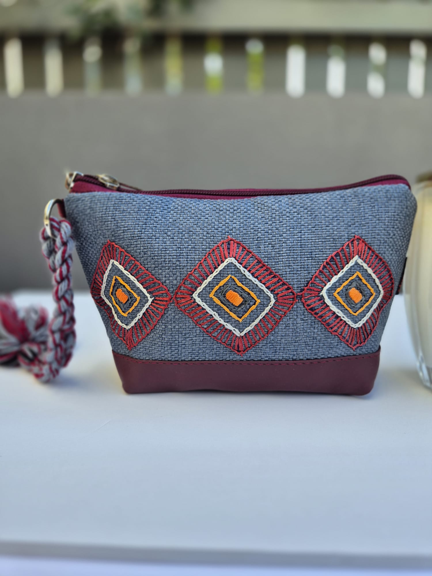 Blue & Red Faux Leather Pouch 3