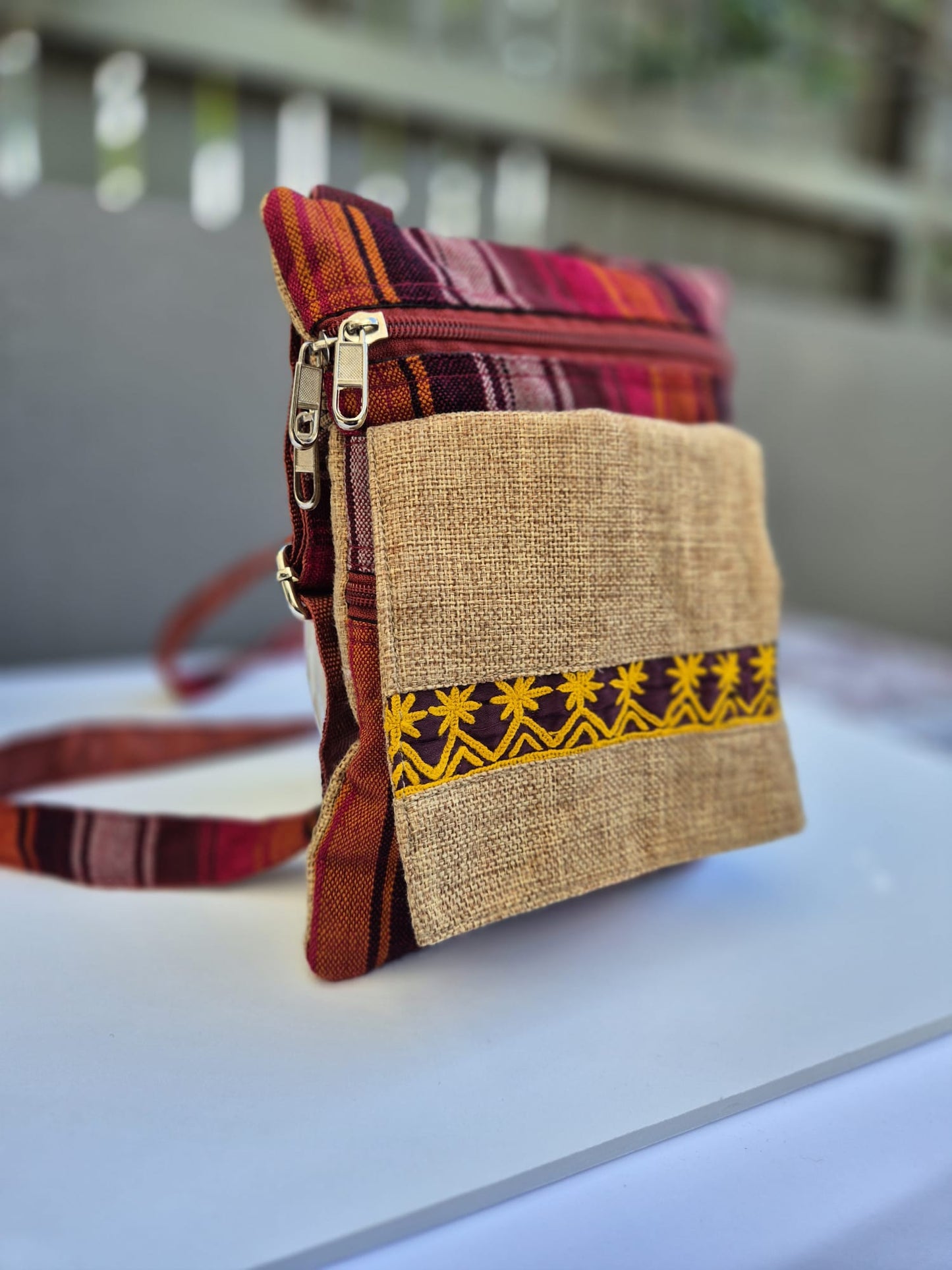 Brown-Multicolor Cross Body Bag 2