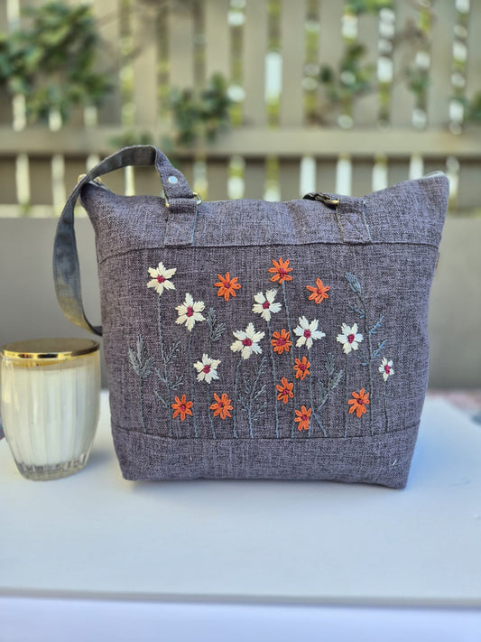 Gray Hand Embroidered Bag (Large) 1