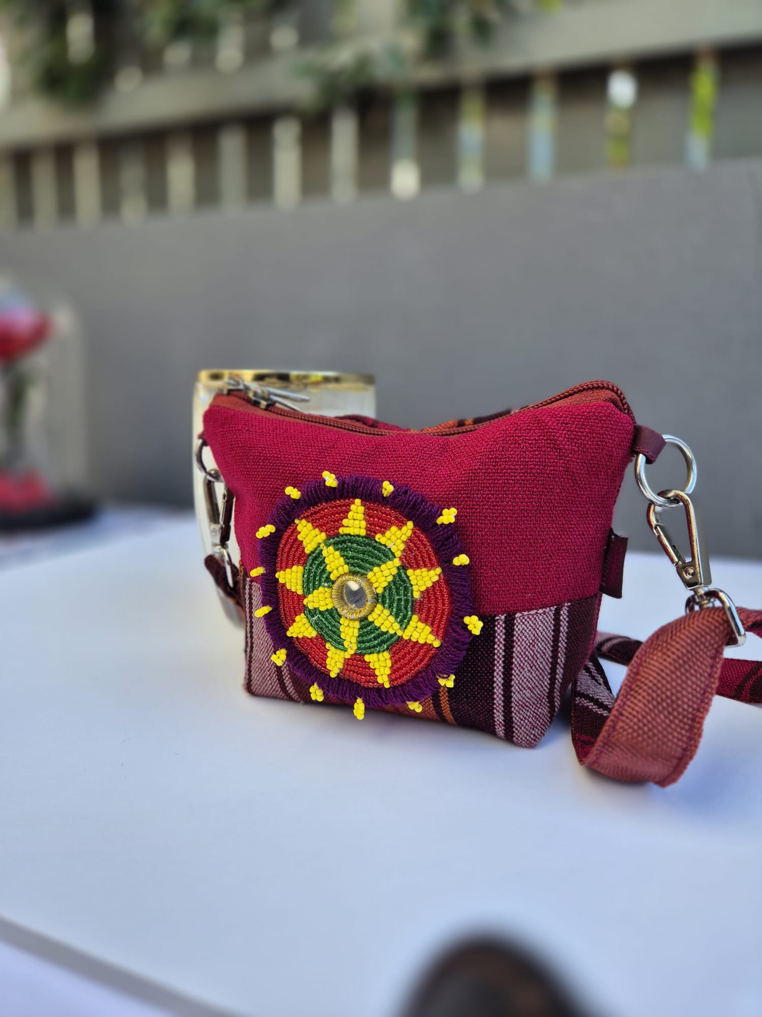 Red-Multicolor Side Strap Bag (Small) 4