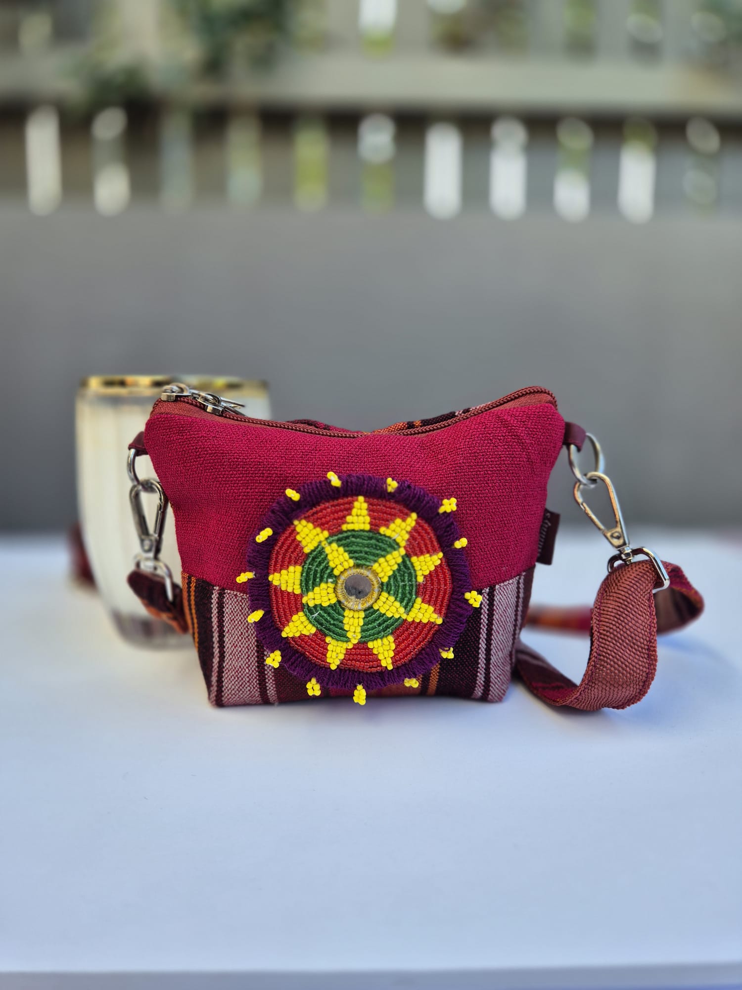 Red-Multicolor Side Strap Bag (Small) 5